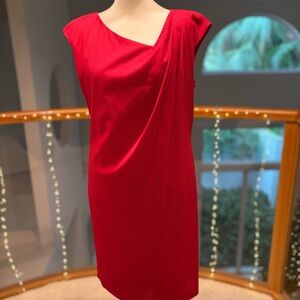 Escada red wool short sleeveless stunning  Dress size 6